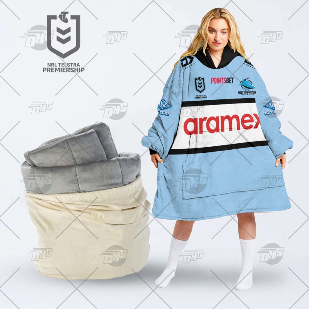 Personalized NRL Cronulla-Sutherland Sharks oodie blanket hoodie snuggie hoodies
