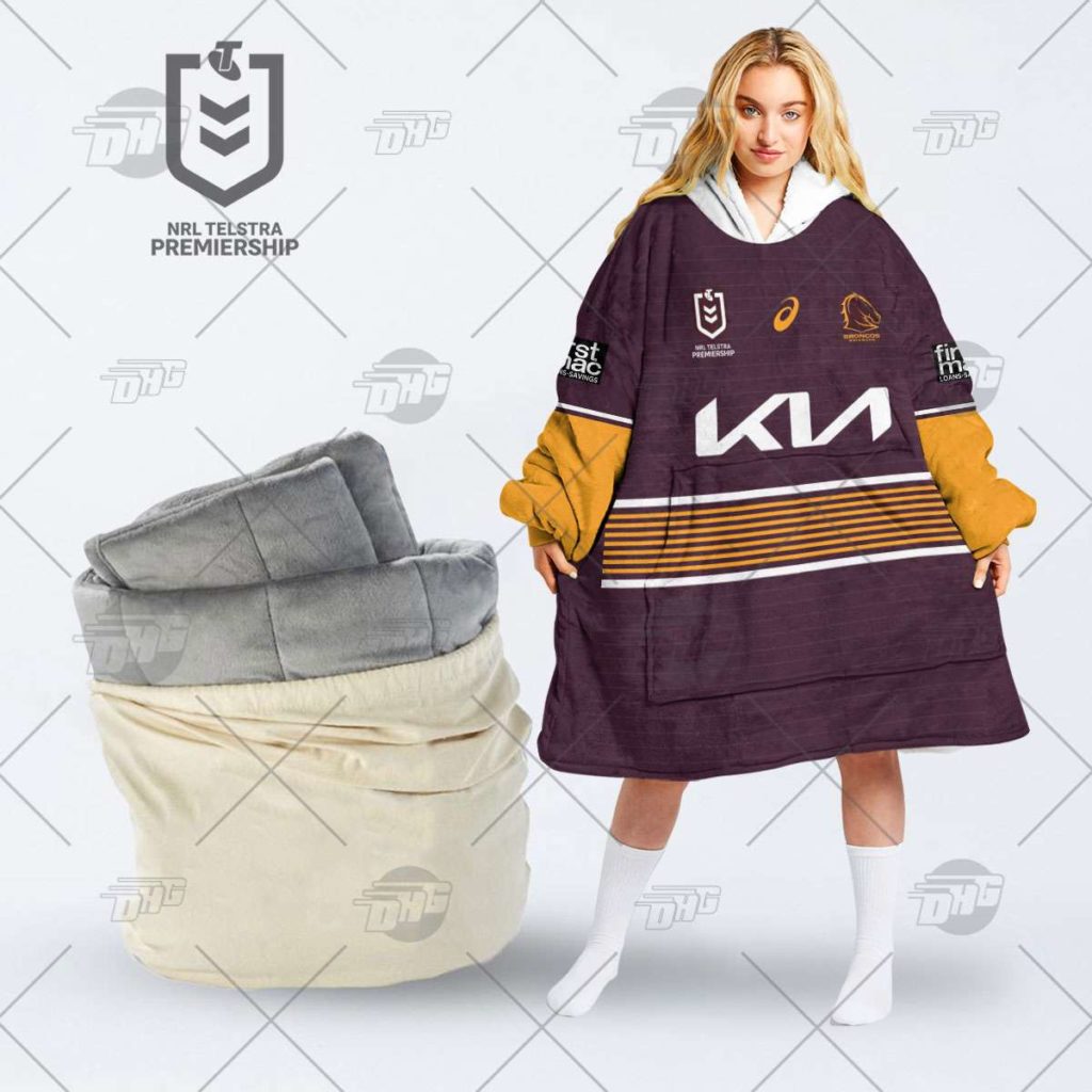 Personalized NRL Brisbane Broncos oodie blanket hoodie snuggie hoodies
