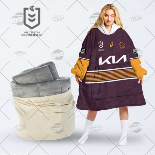 Personalized NRL Brisbane Broncos oodie blanket hoodie snuggie hoodies