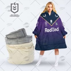 Personalized NRL Melbourne Storm oodie blanket hoodie snuggie hoodies