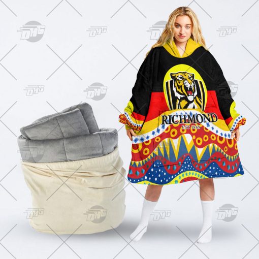 AFL Dinky Di Richmond Tigers Lover Aboriginal Flag x Indigenous oodie blanket hoodie snuggie