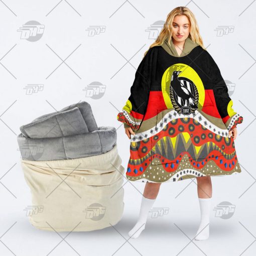 AFL Dinky Di Collingwood Magpies Lover Aboriginal Flag x Indigenous oodie blanket hoodie snuggie