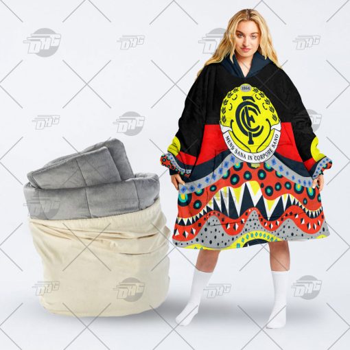 AFL Dinky Di Carlton Blues Lover Aboriginal Flag x Indigenous oodie blanket hoodie snuggie