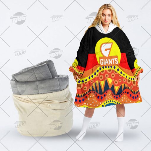 AFL Dinky Di Greater Western Sydney Giants Lover Aboriginal Flag x Indigenous oodie blanket hoodie snuggie