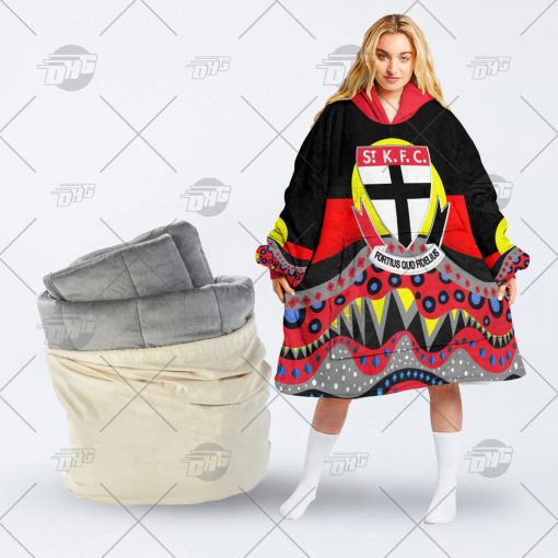 AFL Dinky Di St Kilda Football Club Lover Aboriginal Flag x Indigenous oodie blanket hoodie snuggie