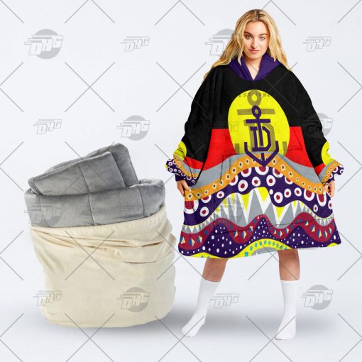 AFL Dinky Di Fremantle Dockers Lover Aboriginal Flag x Indigenous oodie blanket hoodie snuggie