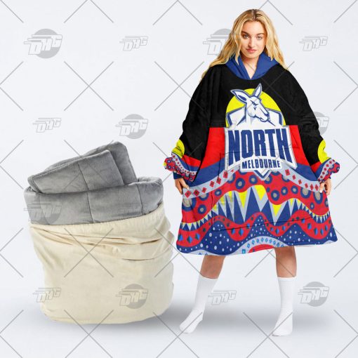 AFL Dinky Di North Melbourne Kangaroos Lover Aboriginal Flag x Indigenous oodie blanket hoodie snuggie