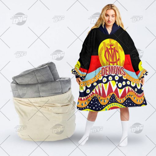 AFL Dinky Di Melbourne Demons Lover Aboriginal Flag x Indigenous oodie blanket hoodie snuggie