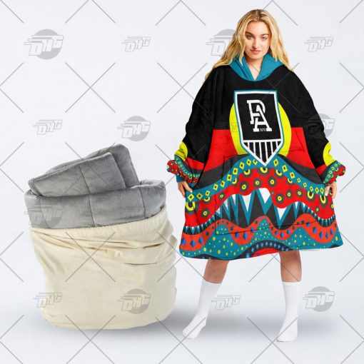 AFL Dinky Di Port Adelaide Football Club Lover Aboriginal Flag x Indigenous oodie blanket hoodie snuggie