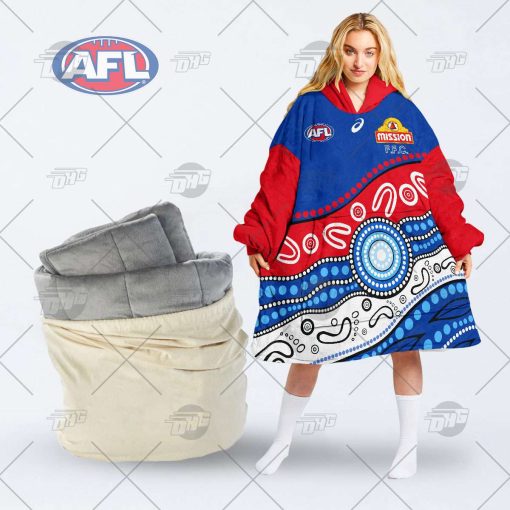 Personalise AFL Western Bulldogs Indigenous oodie blanket hoodie snuggie hoodies