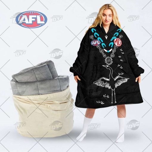 Personalise AFL Port Adelaide Indigenous oodie blanket hoodie snuggie hoodies