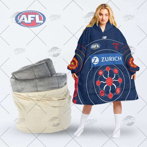 Personalize AFL Melbourne Demons 2022 Indigenous Run Out oodie blanket hoodie snuggie hoodies