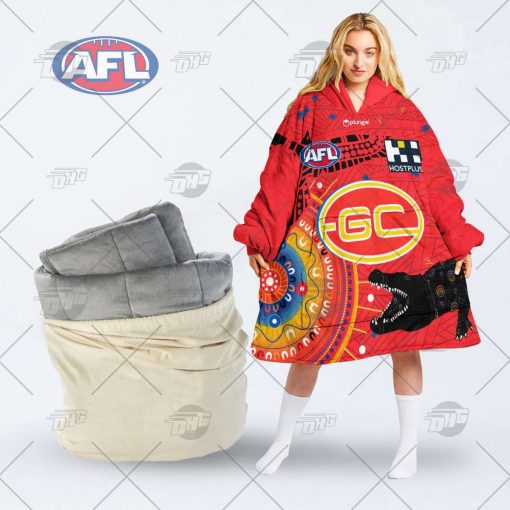 Personalise AFL Gold Coast Suns Football Club Indigenous oodie blanket hoodie snuggie hoodies