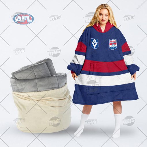 Personalise Western Bulldogs Football Club Vintage Retro oodie blanket hoodie snuggie hoodies