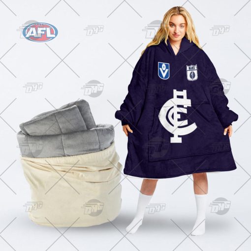 Personalised Carlton Football Club Vintage Retro AFL Guernsey 90s oodie blanket hoodie snuggie hoodies