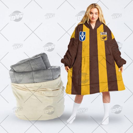 Personalised Hawthorn Football Club Vintage Retro AFL Guernsey 90s oodie blanket hoodie snuggie hoodies