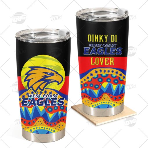 AFL Dinky Di West Coast Eagles Lover Aboriginal Flag x Indigenous Stainless Steel Tumbler 20oz 30oz