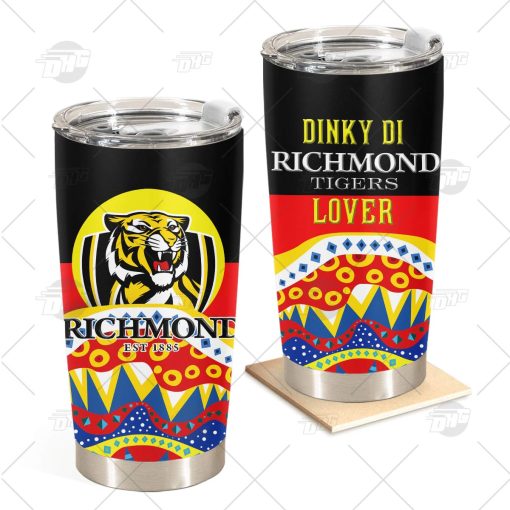 AFL Dinky Di Richmond Tigers Lover Aboriginal Flag x Indigenous Stainless Steel Tumbler 20oz 30oz