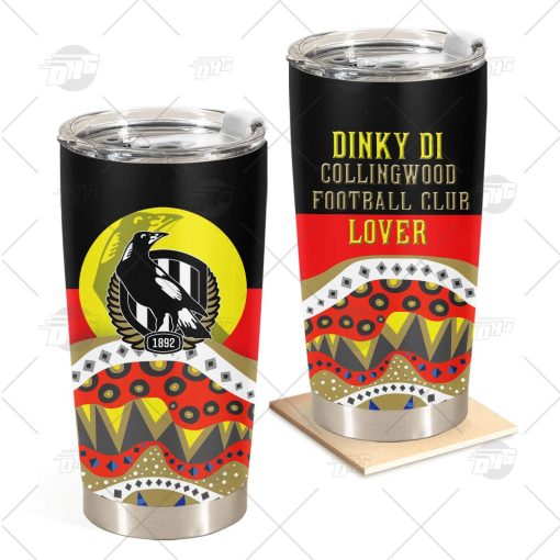 AFL Dinky Di Collingwood Magpies Lover Aboriginal Flag x Indigenous Stainless Steel Tumbler 20oz 30oz