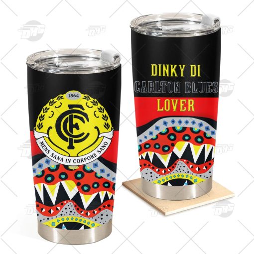 AFL Dinky Di Carlton Blues Lover Aboriginal Flag x Indigenous Stainless Steel Tumbler 20oz 30oz