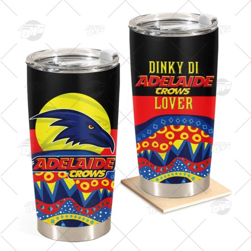 AFL Dinky Di Adelaide Crows Lover Aboriginal Flag x Indigenous Stainless Steel Tumbler 20oz 30oz