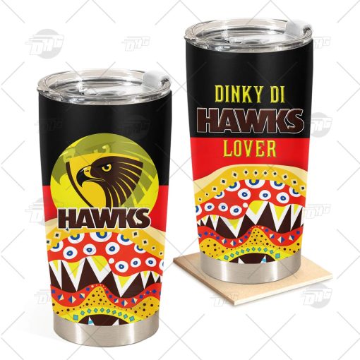 AFL Dinky Di Hawthorn Football Club Lover Aboriginal Flag x Indigenous Stainless Steel Tumbler 20oz 30oz