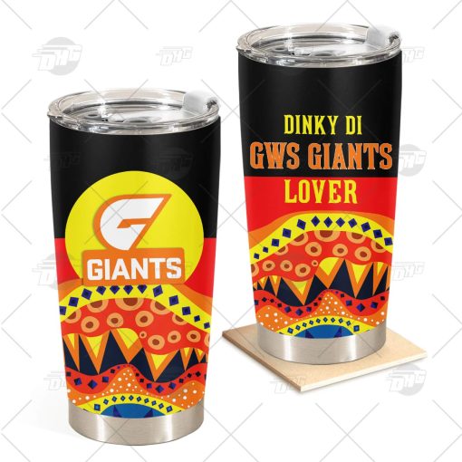 AFL Dinky Di Greater Western Sydney Giants Lover Aboriginal Flag x Indigenous Stainless Steel Tumbler 20oz 30oz