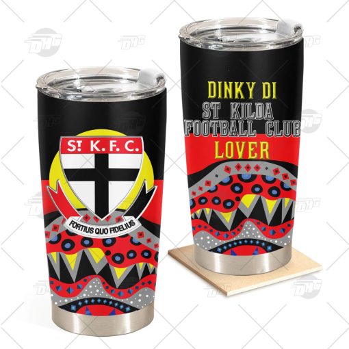 AFL Dinky Di St Kilda Football Club Lover Aboriginal Flag x Indigenous Stainless Steel Tumbler 20oz 30oz