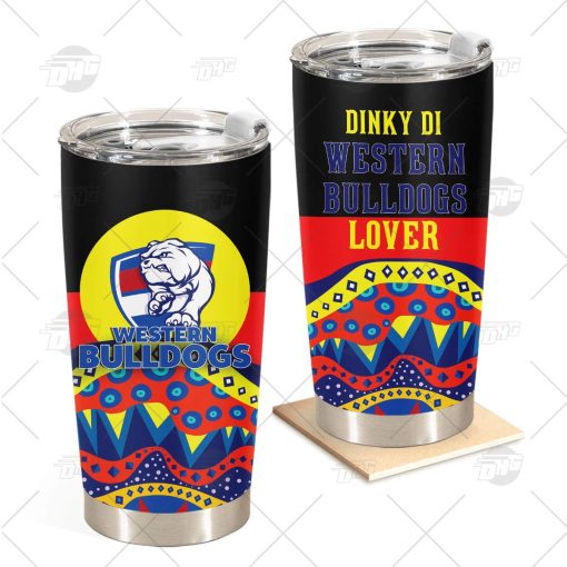 AFL Dinky Di Western Bulldogs Lover Aboriginal Flag x Indigenous Stainless Steel Tumbler 20oz 30oz