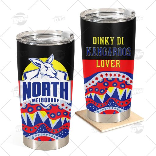 AFL Dinky Di North Melbourne Kangaroos Lover Aboriginal Flag x Indigenous Stainless Steel Tumbler 20oz 30oz