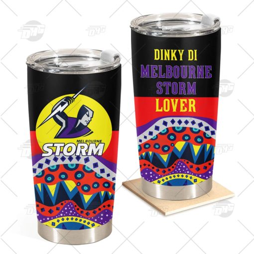 NRL Dinky Di Melbourne Storm Lover Aboriginal Flag x Indigenous Stainless Steel Tumbler 20oz 30oz