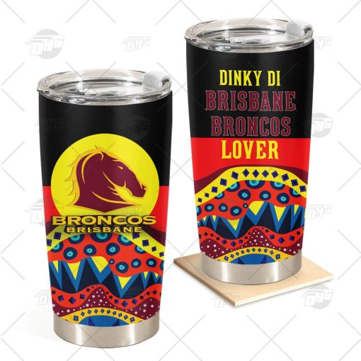 NRL Dinky Di Brisbane Broncos Lover Aboriginal Flag x Indigenous Stainless Steel Tumbler 20oz 30oz