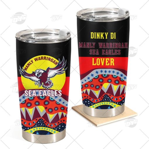 NRL Dinky Di Manly Warringah Sea Eagles Lover Aboriginal Flag x Indigenous Stainless Steel Tumbler 20oz 30oz