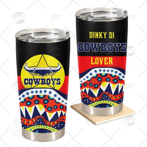 NRL Dinky Di North Queensland Cowboys Lover Aboriginal Flag x Indigenous Stainless Steel Tumbler 20oz 30oz