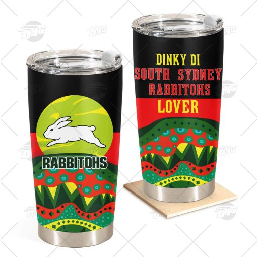 NRL Dinky Di South Sydney Rabbitohs Lover Aboriginal Flag x Indigenous Stainless Steel Tumbler 20oz 30oz