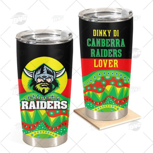 NRL Dinky Di Canberra Raiders Lover Aboriginal Flag x Indigenous Stainless Steel Tumbler 20oz 30oz