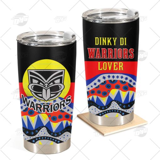 NRL Dinky Di New Zealand Warriors Lover Aboriginal Flag x Indigenous Stainless Steel Tumbler 20oz 30oz