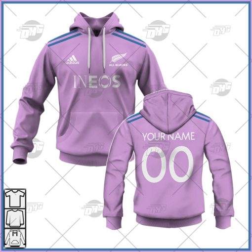 Personalise All Blacks 2023 Rugby Perforamance Jersey Bliss Lilac