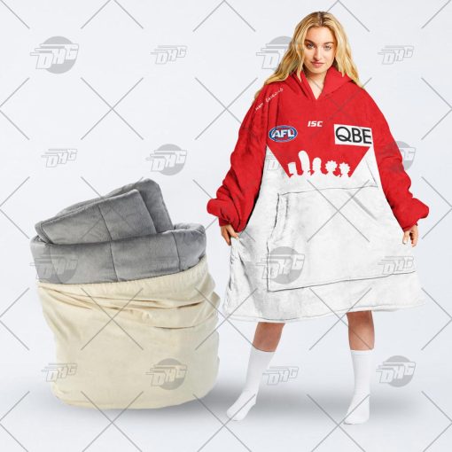 Personalised AFL The Simpsons Jersey Sydney Swans oodie blanket hoodie snuggie hoodies