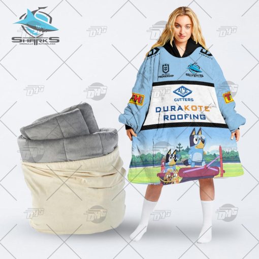 NRL Cronulla-Sutherland Sharks Bluey oodie blanket hoodie snuggie hoodies for all family