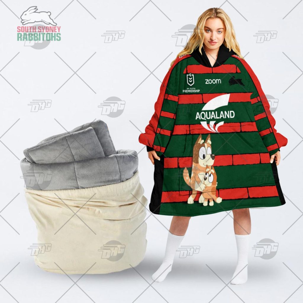 NRL South Sydney Rabbitohs Bluey oodie blanket hoodie snuggie hoodies for all family