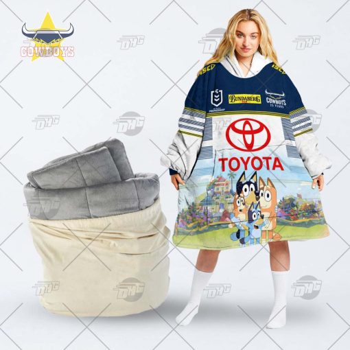 NRL North Queensland Cowboys Bluey oodie blanket hoodie snuggie hoodies for all family