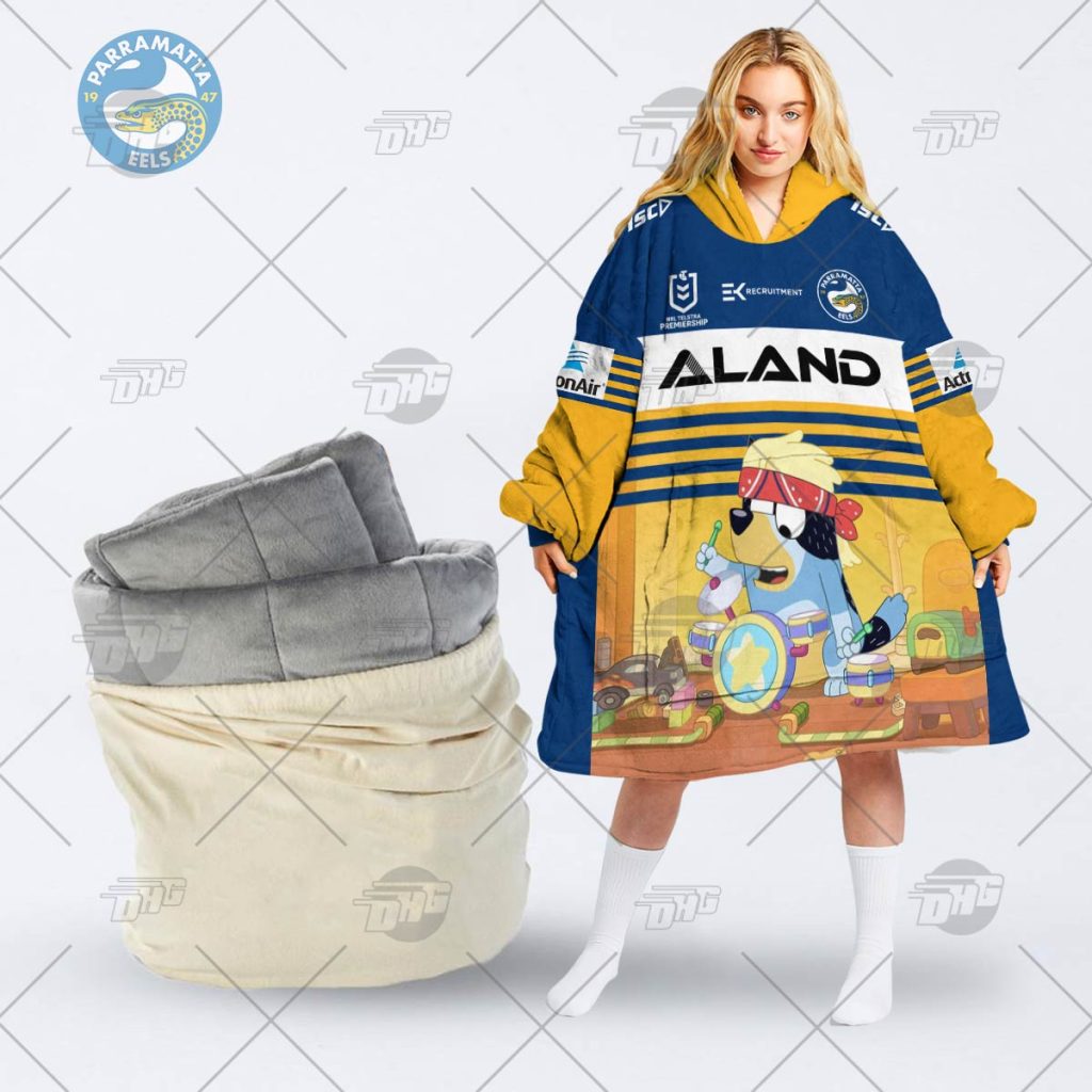 NRL Parramatta Eels Bluey oodie blanket hoodie snuggie hoodies for all family
