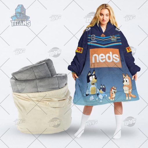 NRL Gold Coast Titans Bluey oodie blanket hoodie snuggie hoodies for all family