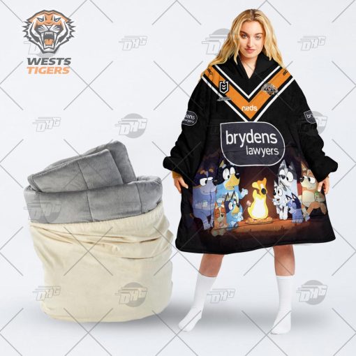 NRL Wests Tigers Bluey oodie blanket hoodie snuggie hoodies for all family