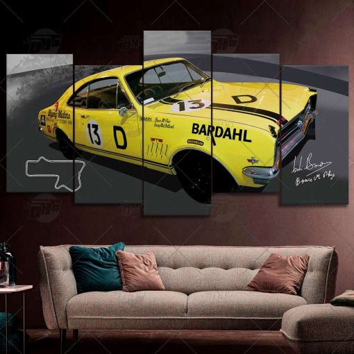 Bathurst Legends 1968 HK Monaro GTS 327 Bruce McPhee Barry Mulholland 5 pcs Canvas Wall Art