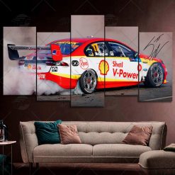 V8 Supercars Bathurst Winner 2018 Scott McLaughlin Car Model with Signature 5 pcs Canvas Wall Art