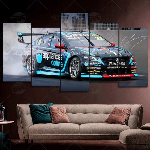 V8 Supercars Bathurst Winner 2021 WAU Chaz Mostert Car Model with Signature 5 pcs Canvas Wall Art