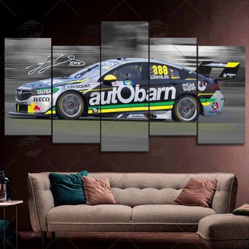 V8 Supercars Bathurst Winner 2018 Craig Lowndes #888 Car Model with Signature 5 pcs Canvas Wall Art