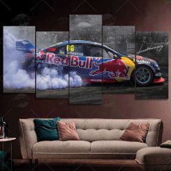 V8 Supercars Red Bull Ampol Racing Triple 8 Racing Jamie Whincup 2016 Car Model with Signature 5 pcs Canvas Wall Art